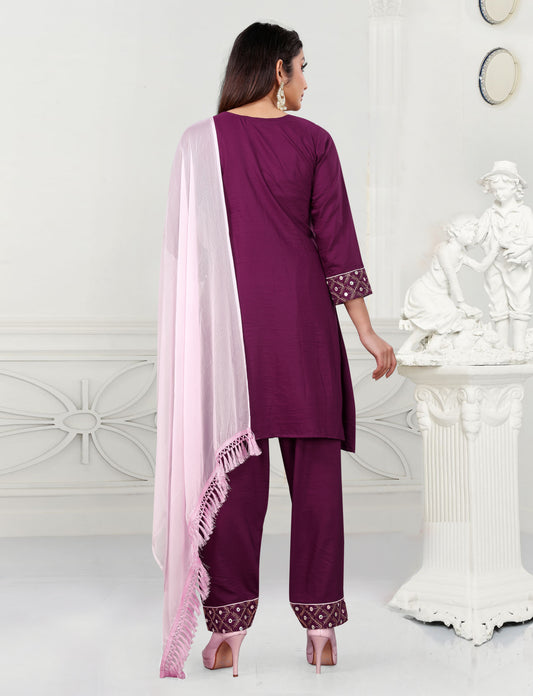 "Radiant Elegance: Unveiling Our Sequin-Adorned Ready-to-Wear Kurti Pant Set with Dupatta"